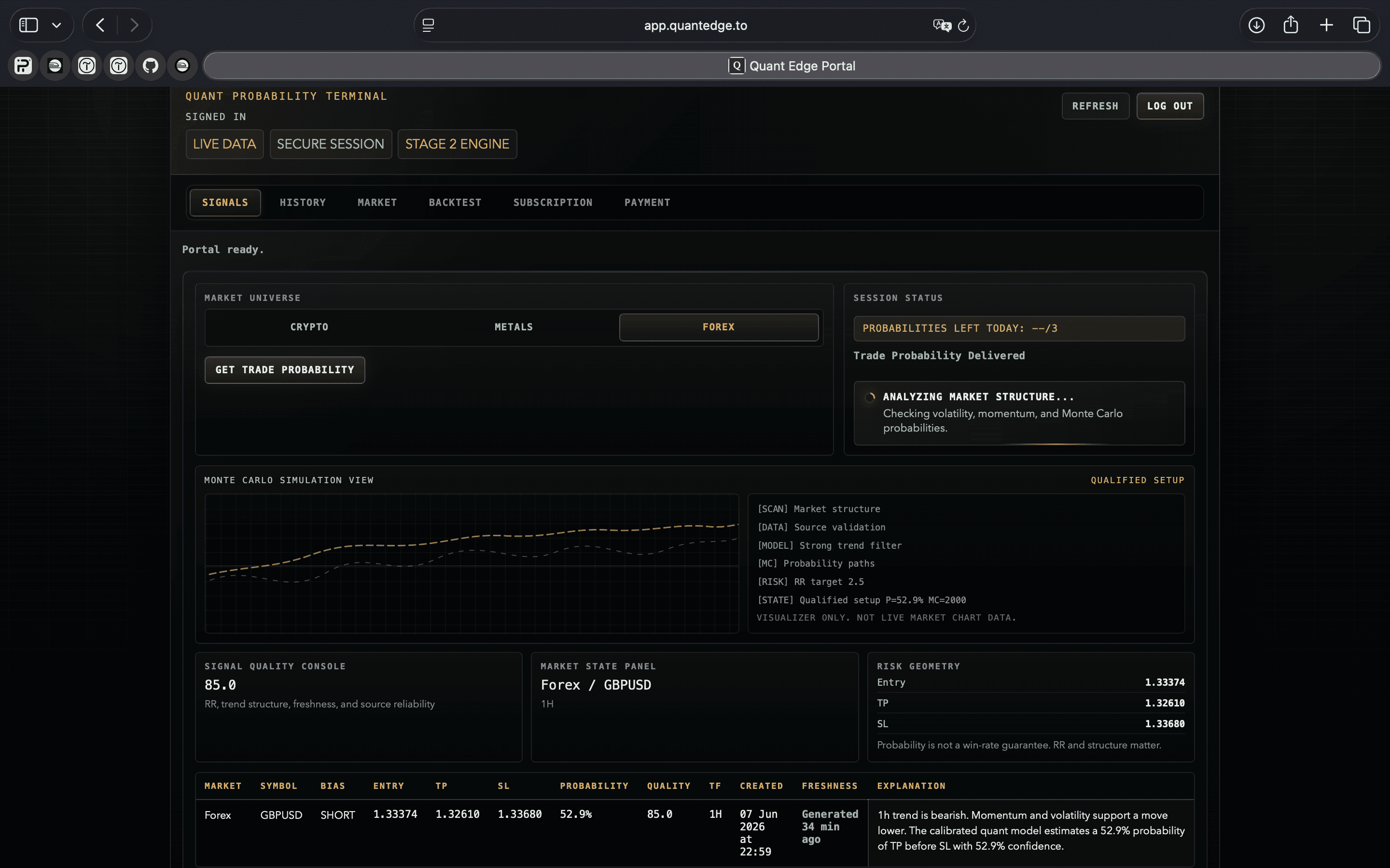QuantEdge desktop portal interface placeholder